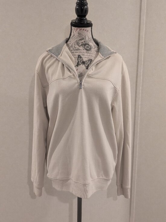 Van Heusen Other - Van Heusen Flex Men's 1/4 Zip Pullover Sweatshirt Medium Cream Tan Fleece